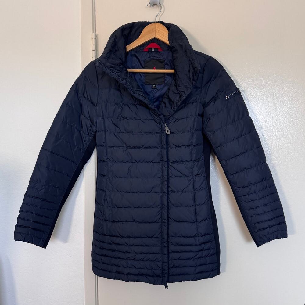Pueterey Down Puffer Hooded Jacket in Navy Blue Size 38 (6/8 US)